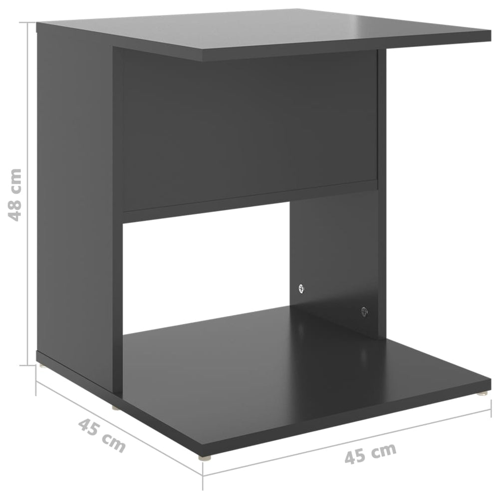 Bijzettafel 45x45x48 cm spaanplaat hoogglans grijs MeubelReus