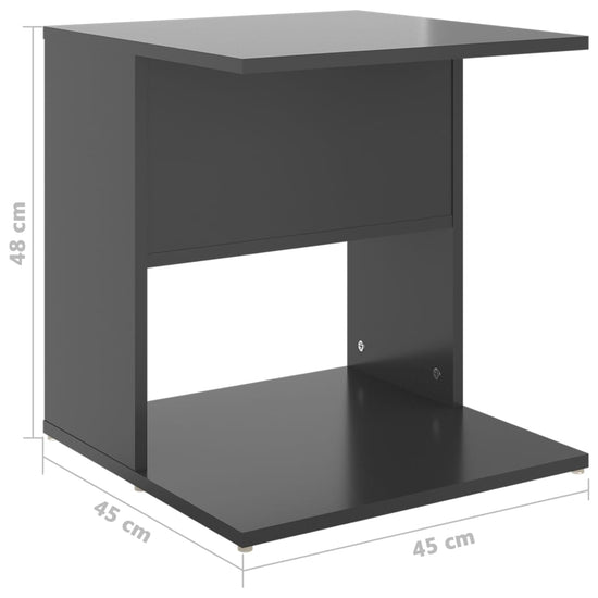 Bijzettafel 45x45x48 cm spaanplaat hoogglans grijs MeubelReus