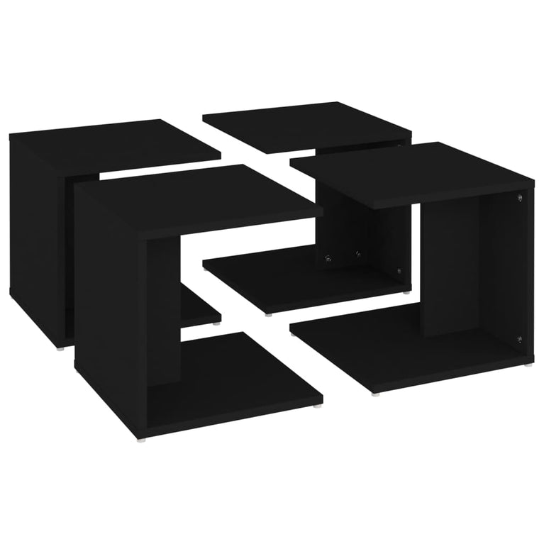 Salontafels 4 st 33x33x33 cm spaanplaat zwart MeubelReus