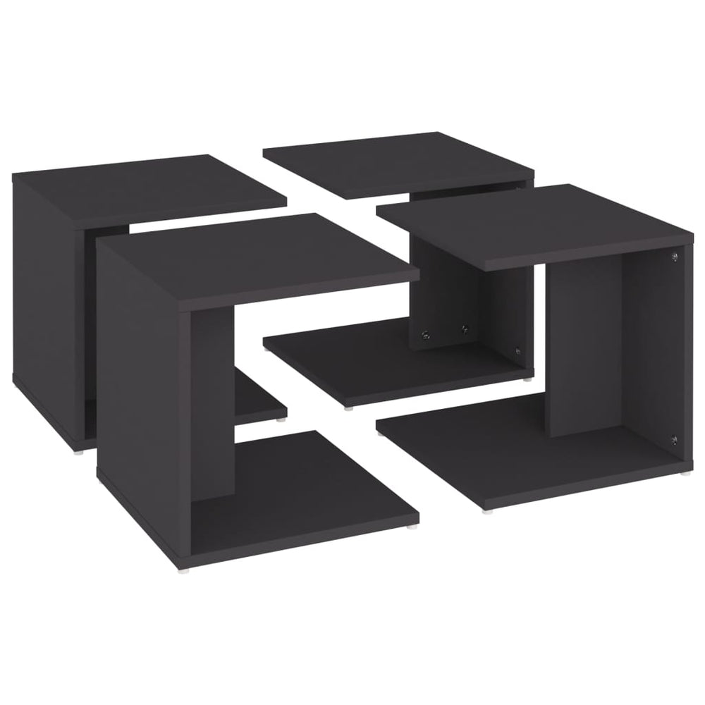 Salontafels 4 st 33x33x33 cm spaanplaat grijs MeubelReus