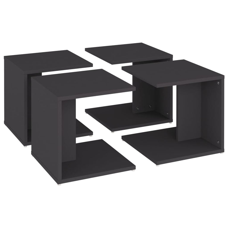 Salontafels 4 st 33x33x33 cm spaanplaat grijs MeubelReus