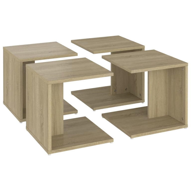 Salontafels 4 st 33x33x33 cm spaanplaat sonoma eikenkleurig MeubelReus