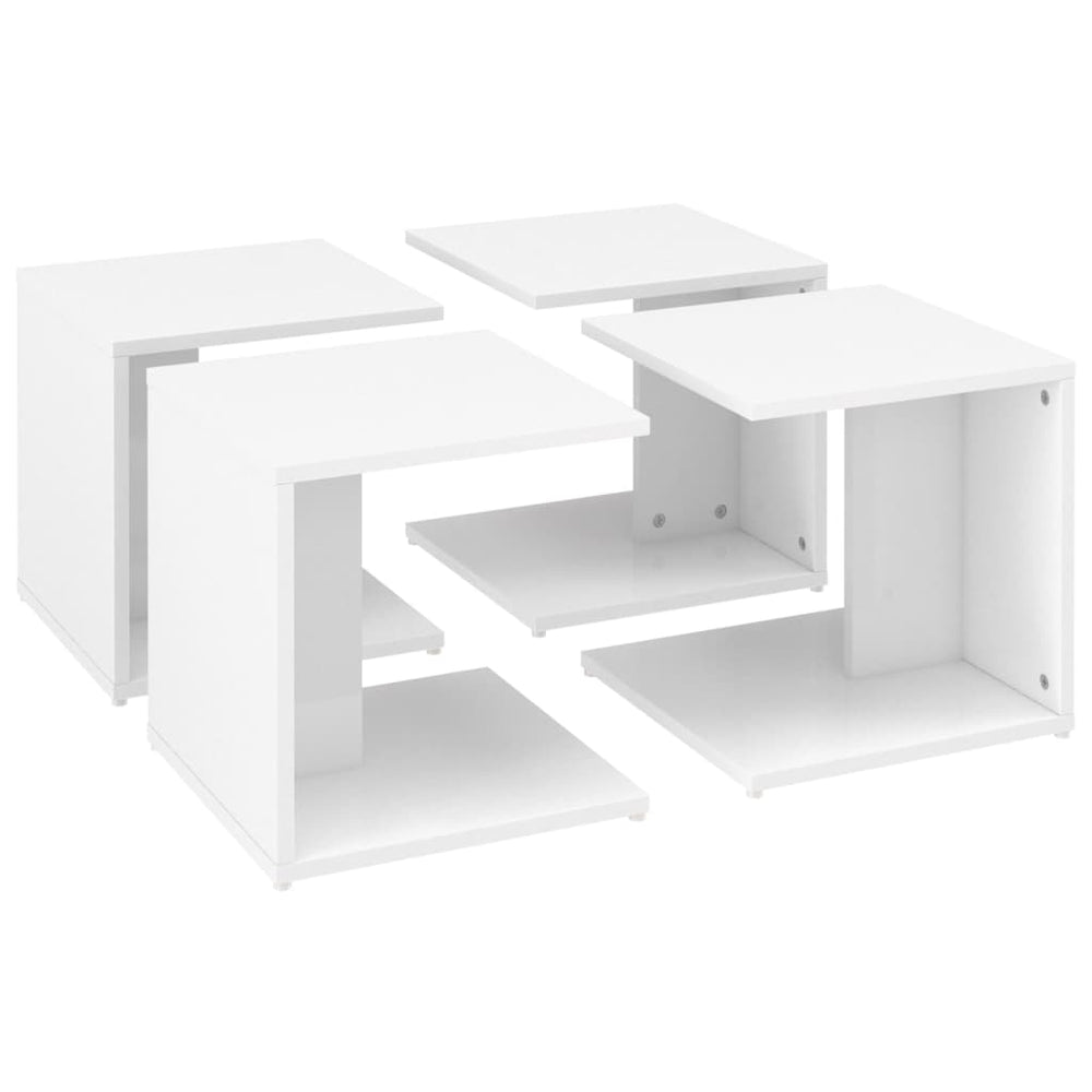 Salontafels 4 st 33x33x33 cm spaanplaat hoogglans wit MeubelReus