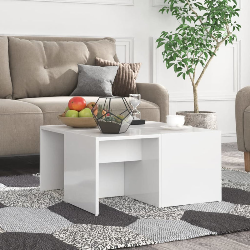 Salontafels 4 st 33x33x33 cm spaanplaat hoogglans wit MeubelReus