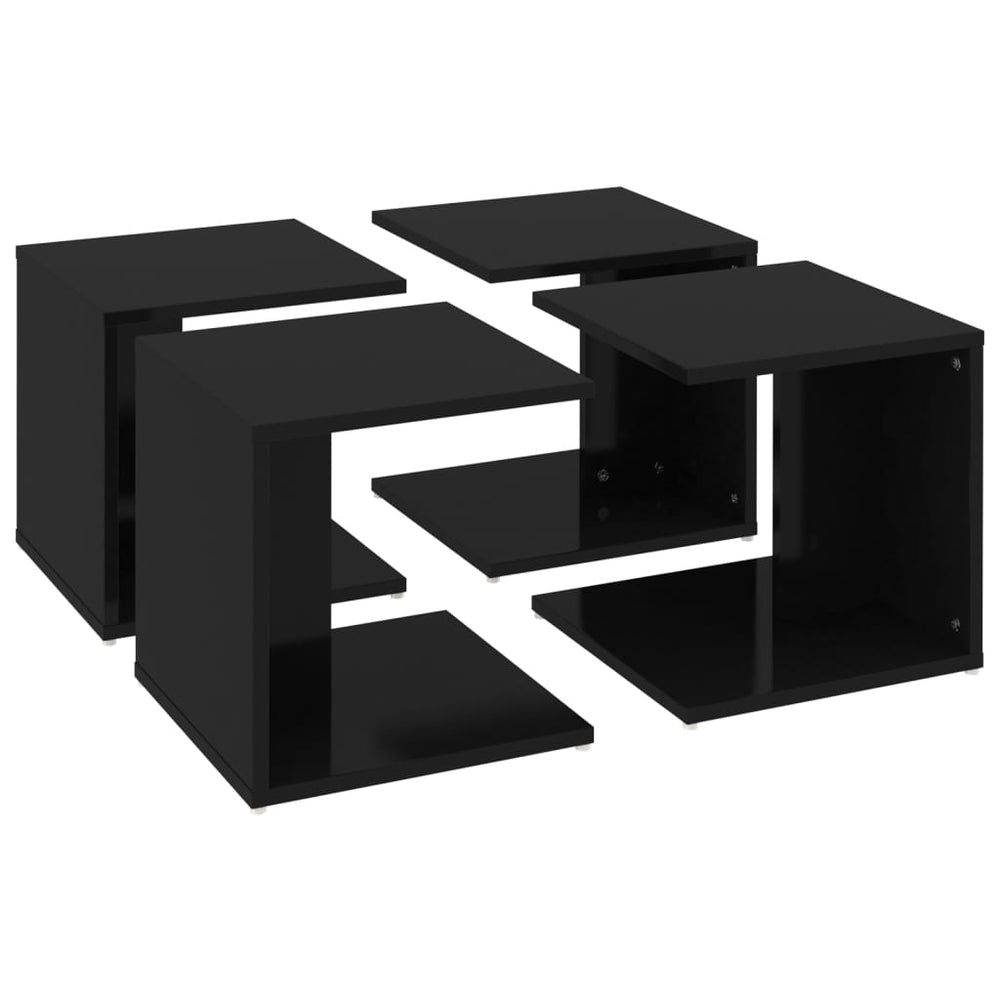 Salontafels 4 st 33x33x33 cm spaanplaat hoogglans zwart MeubelReus