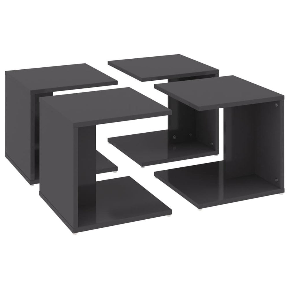 Salontafels 4 st 33x33x33 cm spaanplaat hoogglans grijs MeubelReus