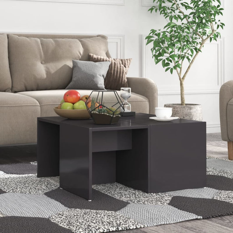 Salontafels 4 st 33x33x33 cm spaanplaat hoogglans grijs MeubelReus
