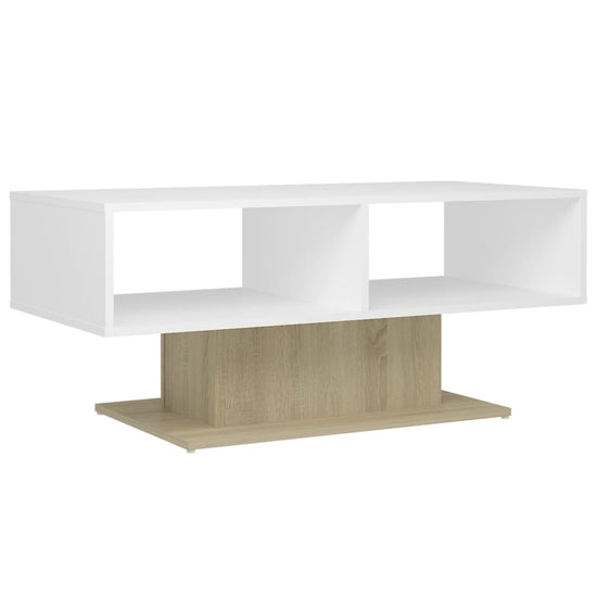 Salontafel 103,5x50x44,5 cm spaanplaat wit en sonoma eikenkleurig MeubelReus