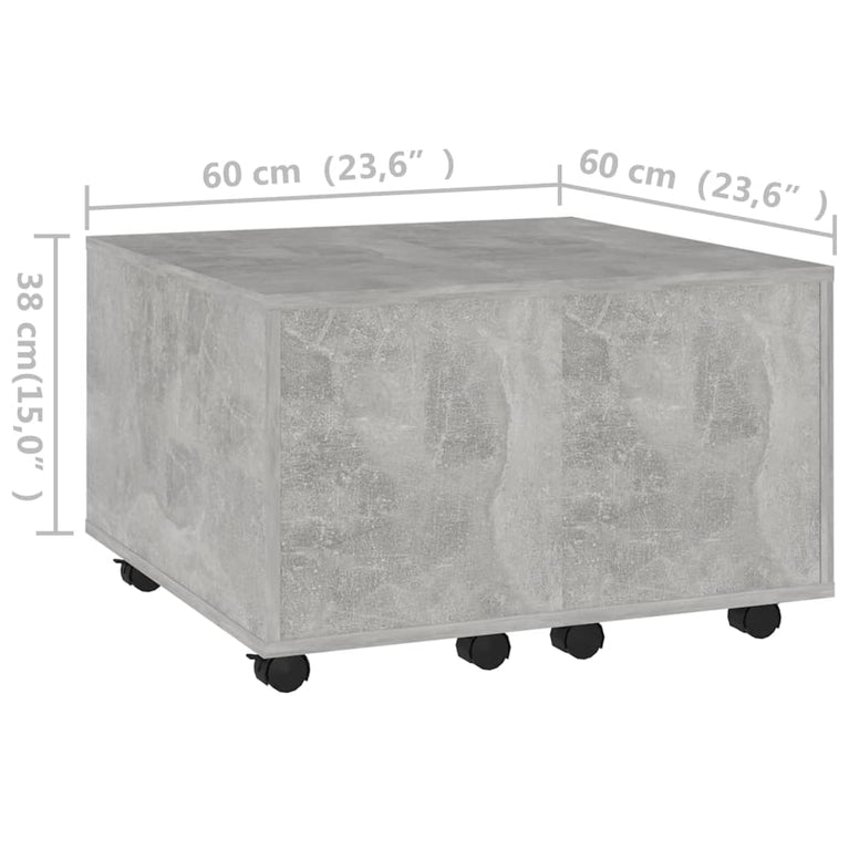 Salontafel 60x60x38 cm spaanplaat betongrijs MeubelReus
