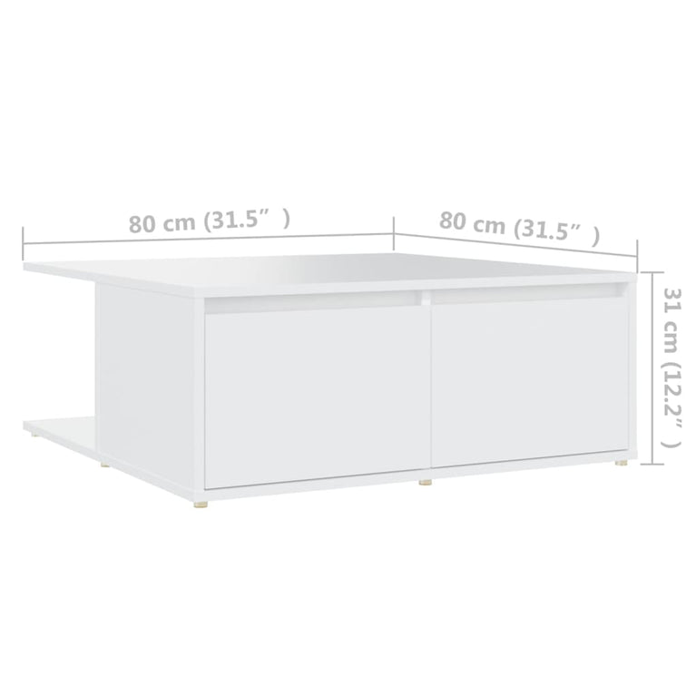 Salontafel 80x80x31 cm spaanplaat wit