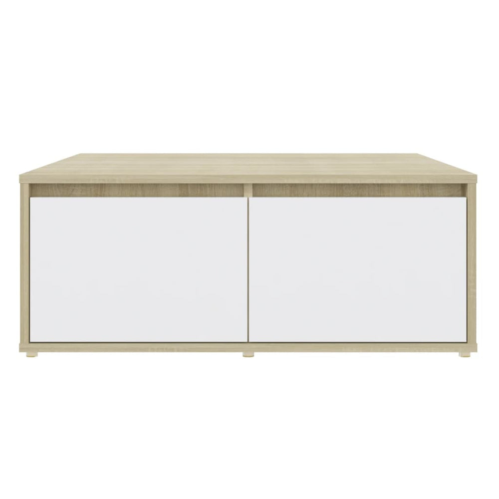 Salontafel 80x80x31 cm spaanplaat wit en sonoma eikenkleurig MeubelReus