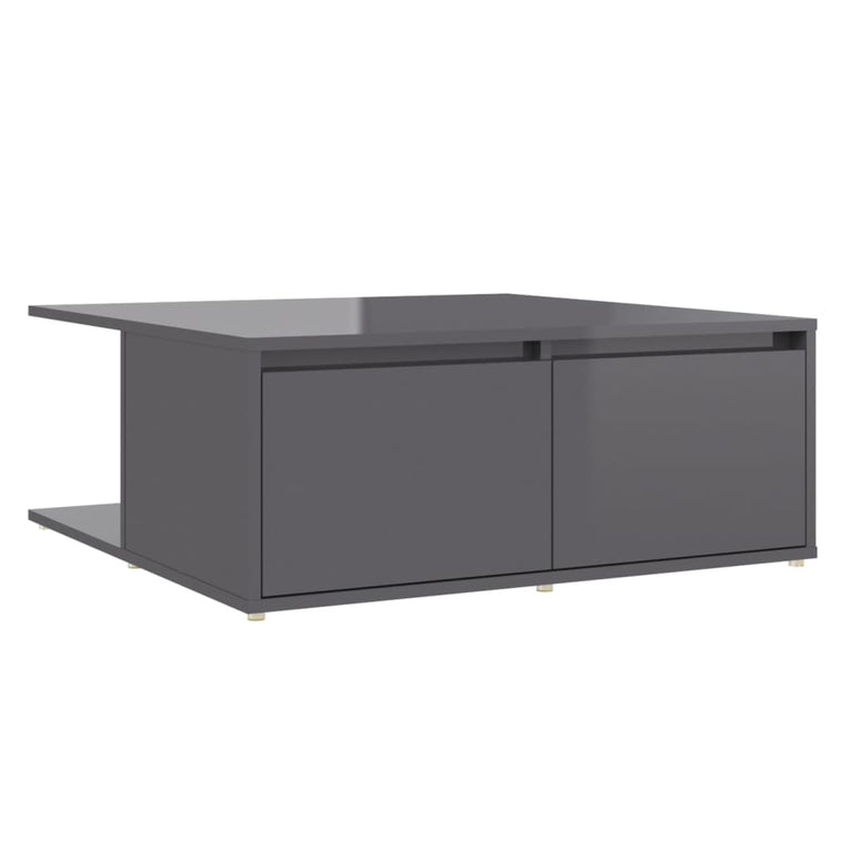 Salontafel 80x80x31 cm spaanplaat hoogglans grijs MeubelReus