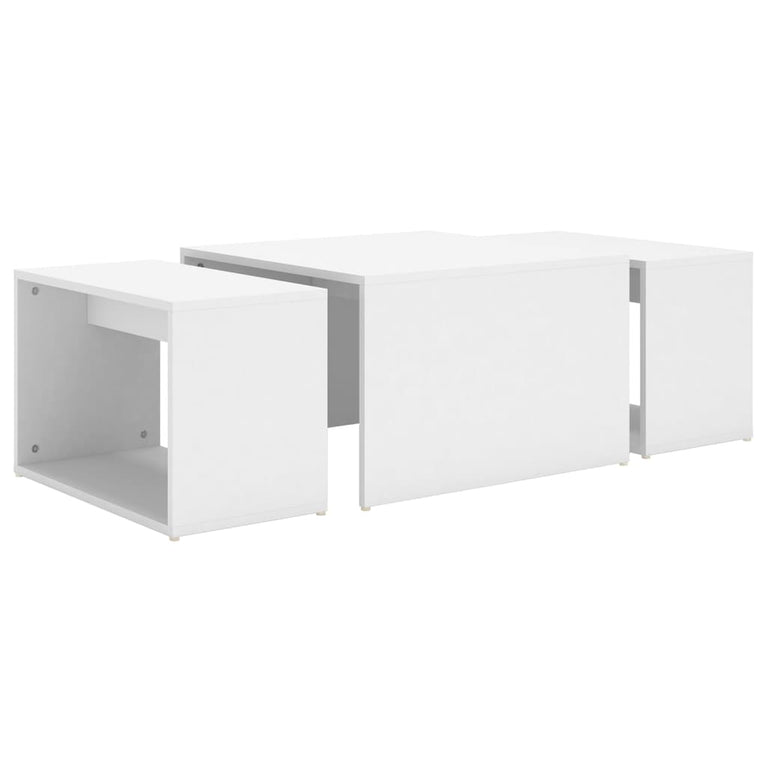 3-delige Salontafelset 60x60x38 cm bewerkt hout wit MeubelReus