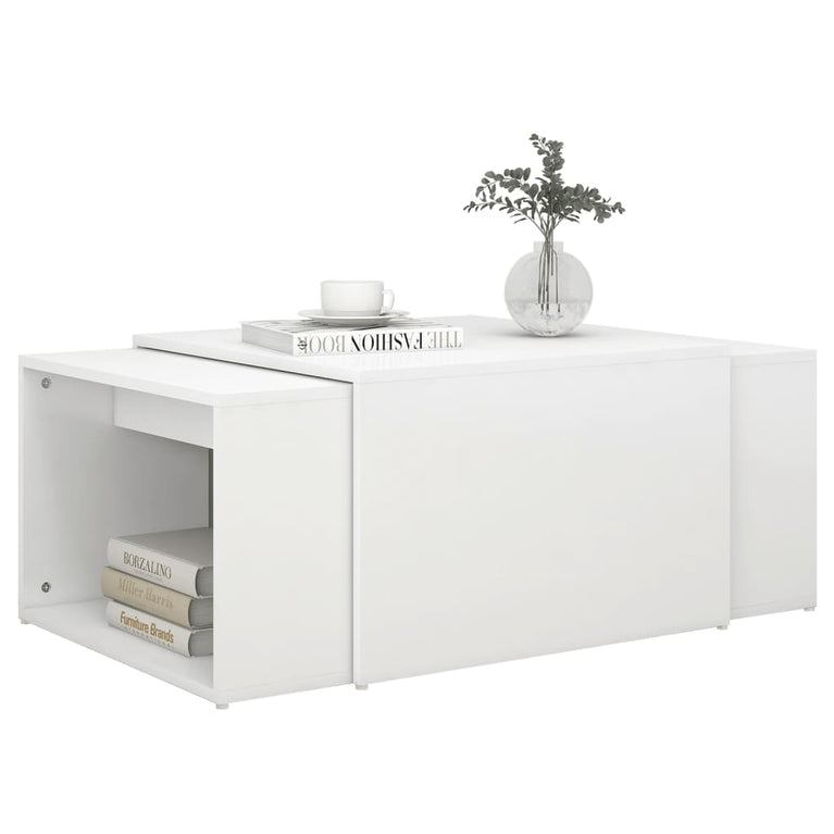 3-delige Salontafelset 60x60x38 cm bewerkt hout wit MeubelReus