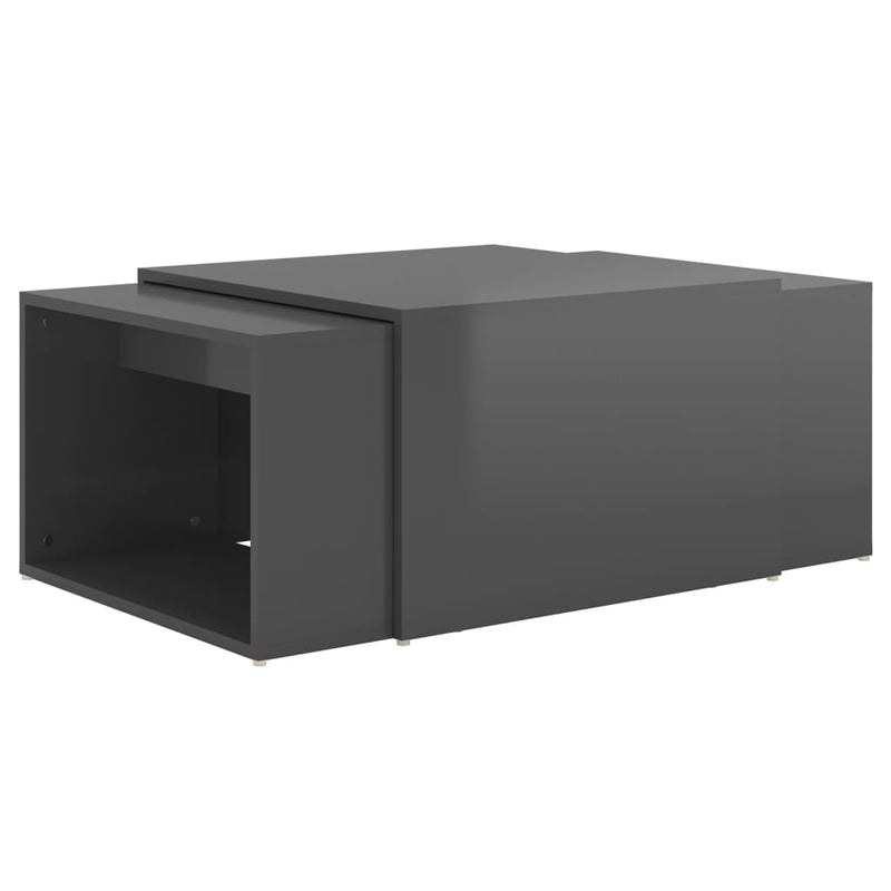 3-delige Salontafelset 60x60x38 cm hoogglans grijs MeubelReus