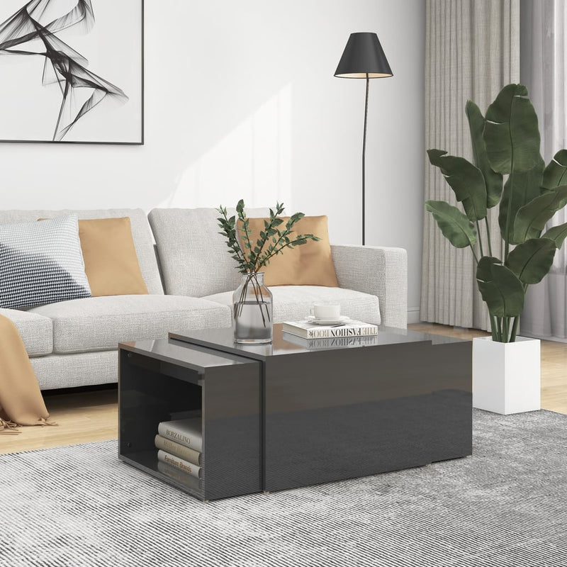 3-delige Salontafelset 60x60x38 cm hoogglans grijs MeubelReus