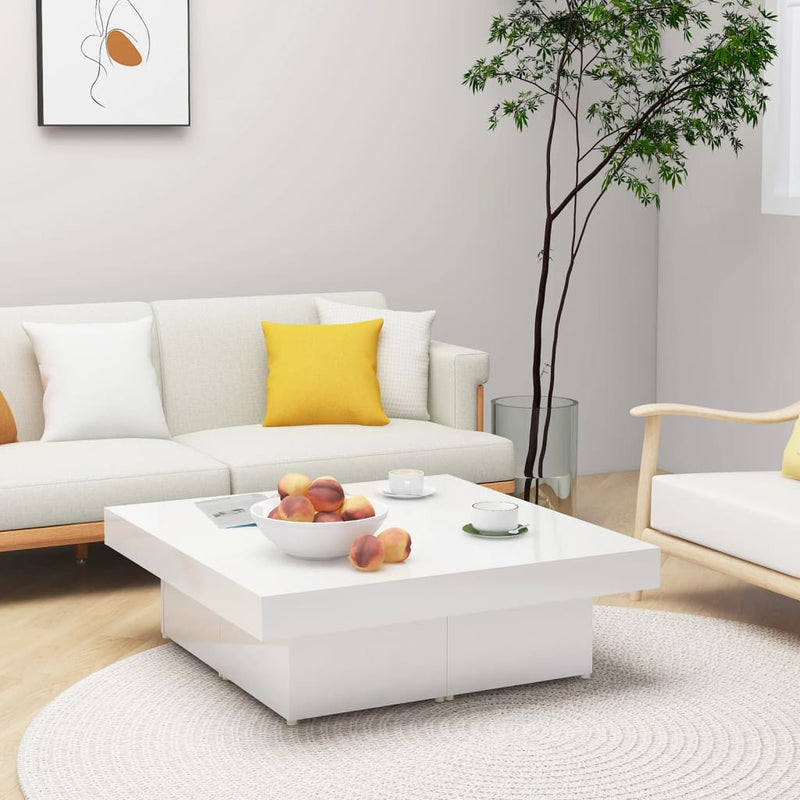 Salontafel 90x90x28 cm spaanplaat hoogglans wit MeubelReus
