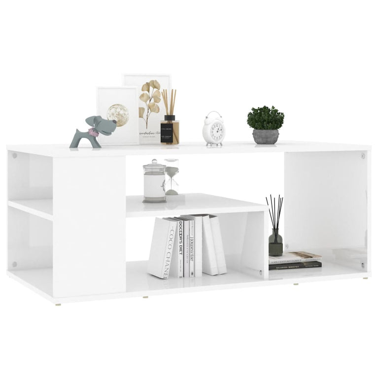 Salontafel 100x50x40 cm spaanplaat hoogglans wit MeubelReus