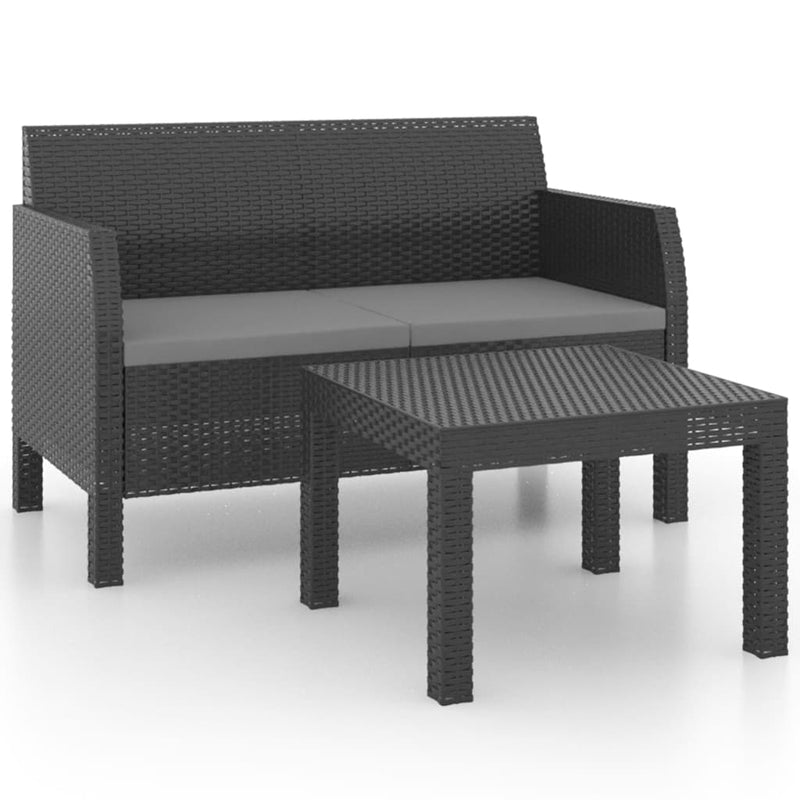 2-delige Loungeset met kussens PP rattan antracietkleurig MeubelReus