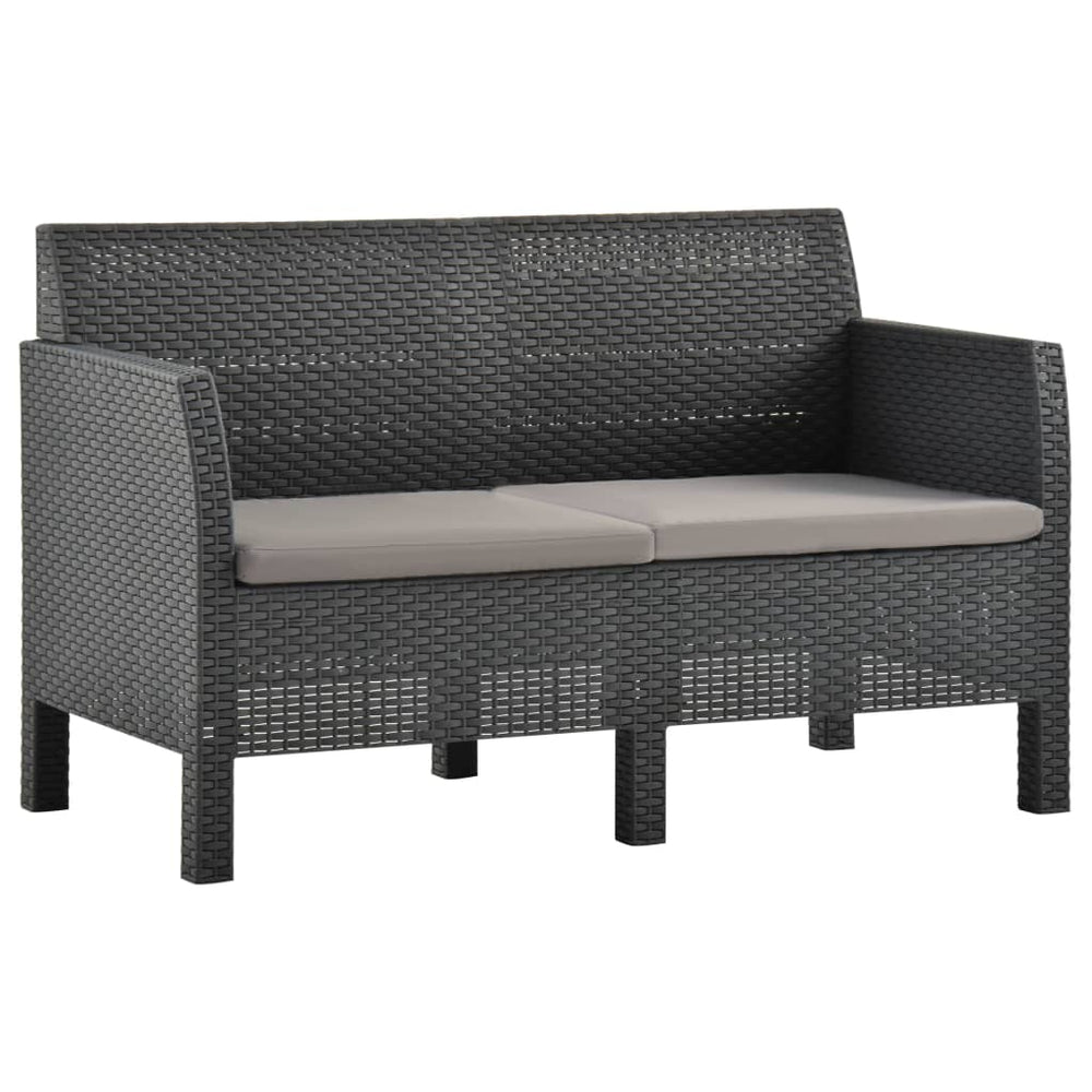 2-delige Loungeset met kussens PP rattan antracietkleurig MeubelReus