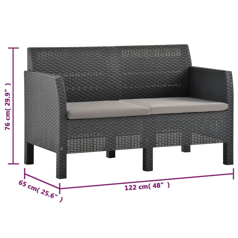 2-delige Loungeset met kussens PP rattan antracietkleurig MeubelReus