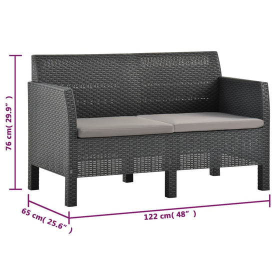 2-delige Loungeset met kussens PP rattan antracietkleurig MeubelReus