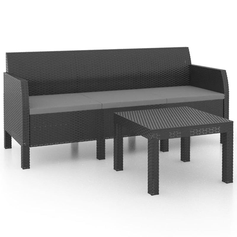 2-delige Loungeset met kussens PP rattan antracietkleurig MeubelReus