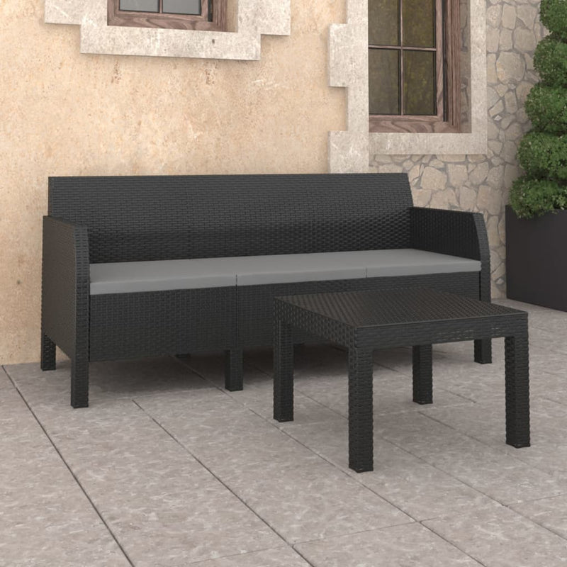 2-delige Loungeset met kussens PP rattan antracietkleurig MeubelReus