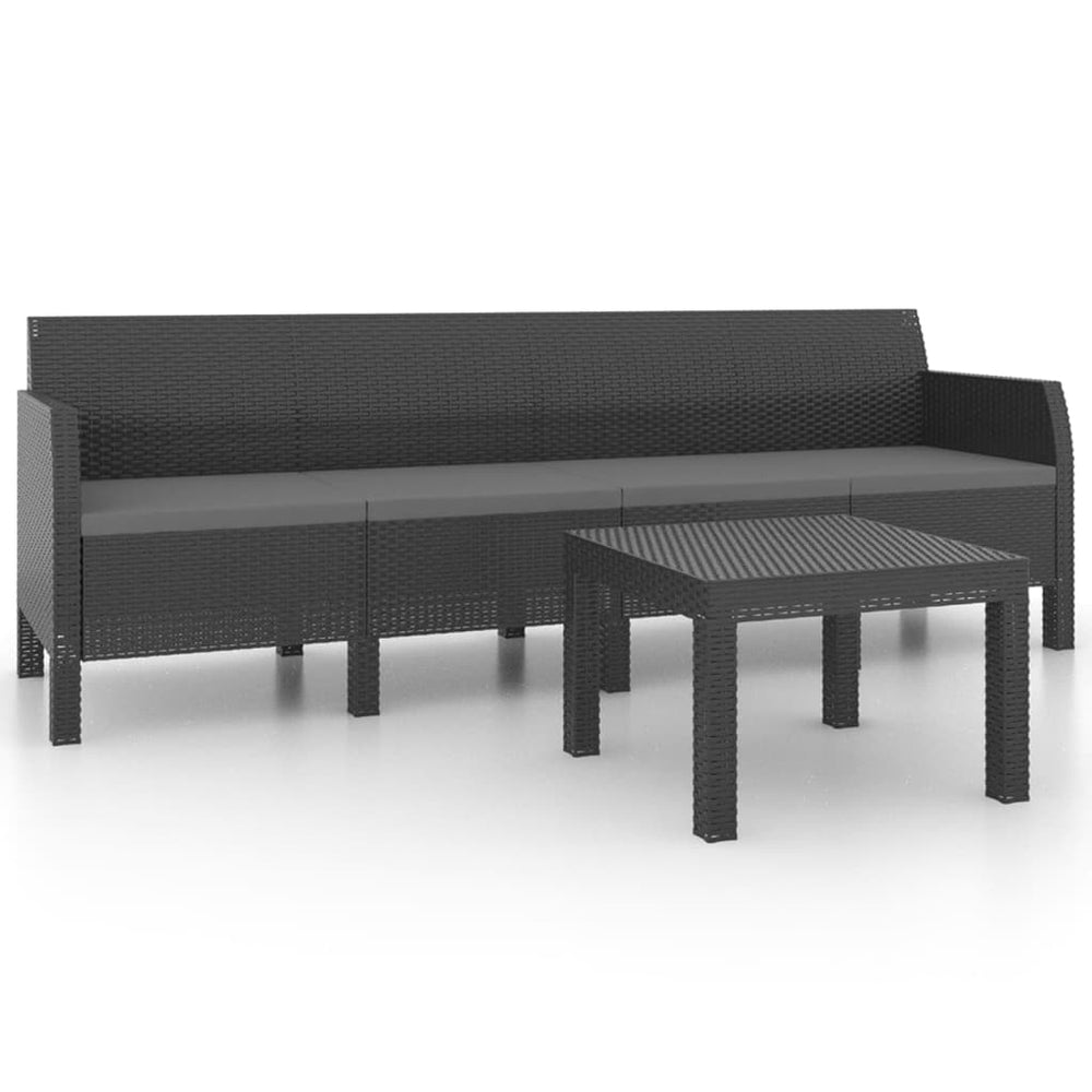 2-delige Loungeset met kussens PP rattan antracietkleurig MeubelReus