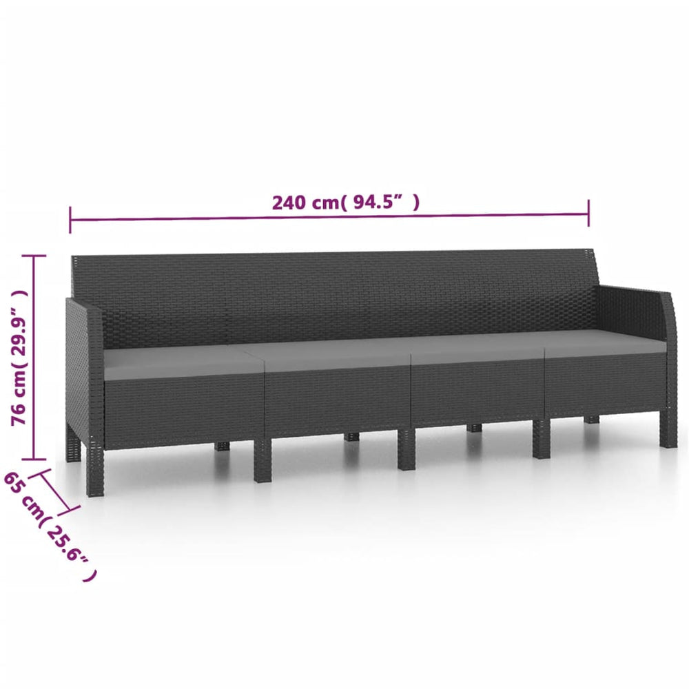 2-delige Loungeset met kussens PP rattan antracietkleurig MeubelReus