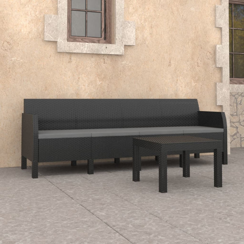 2-delige Loungeset met kussens PP rattan antracietkleurig MeubelReus