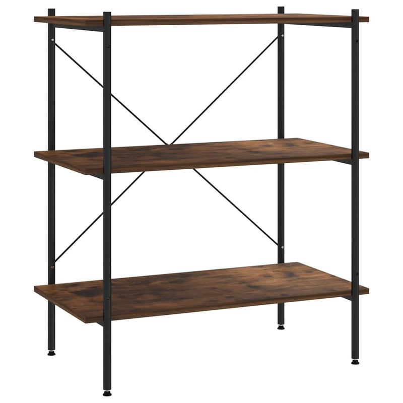 Opbergrek 3-laags 80x40x92 cm zwart en donkerhoutkleurig