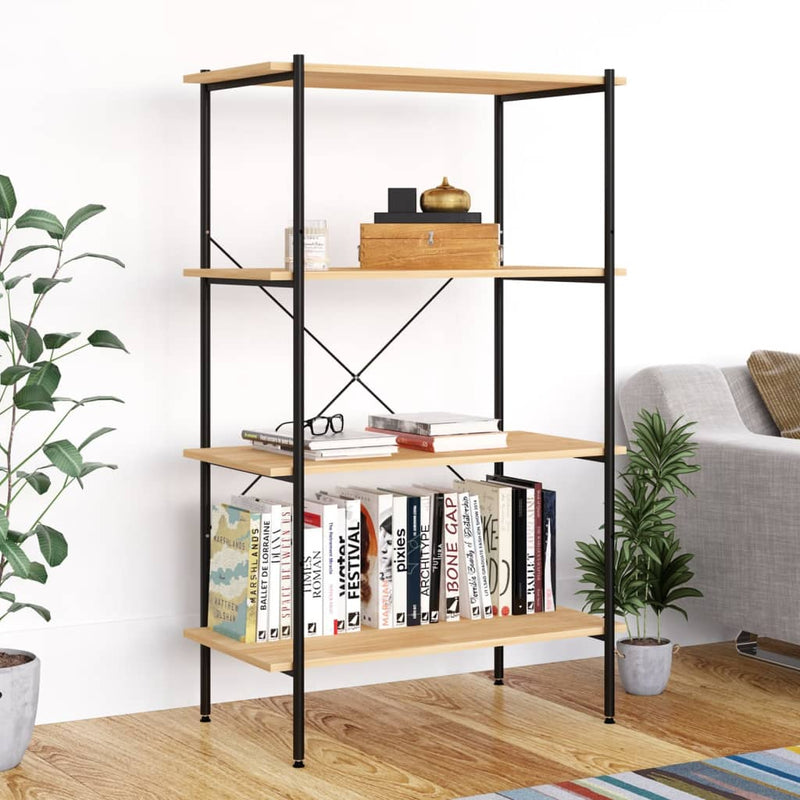Opbergrek 4-laags 80x40x130 cm zwart en eikenkleurig MeubelReus