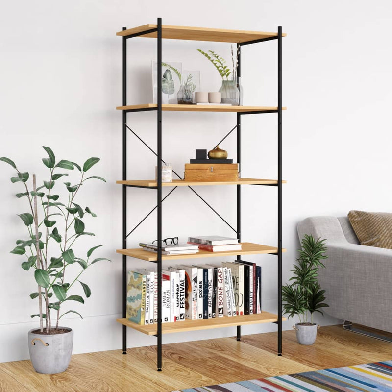 Opbergrek 5-laags 80x40x163 cm zwart en eikenkleurig MeubelReus