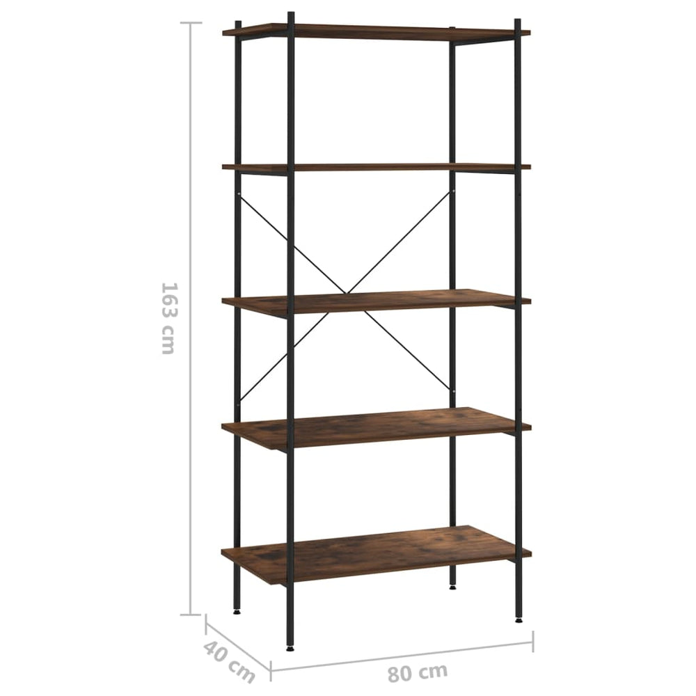 Opbergrek 5-laags 80x40x163 cm zwart en donkerhoutkleurig MeubelReus