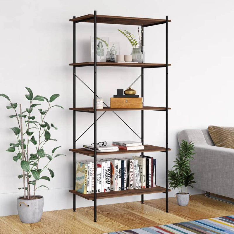 Opbergrek 5-laags 80x40x163 cm zwart en donkerhoutkleurig MeubelReus