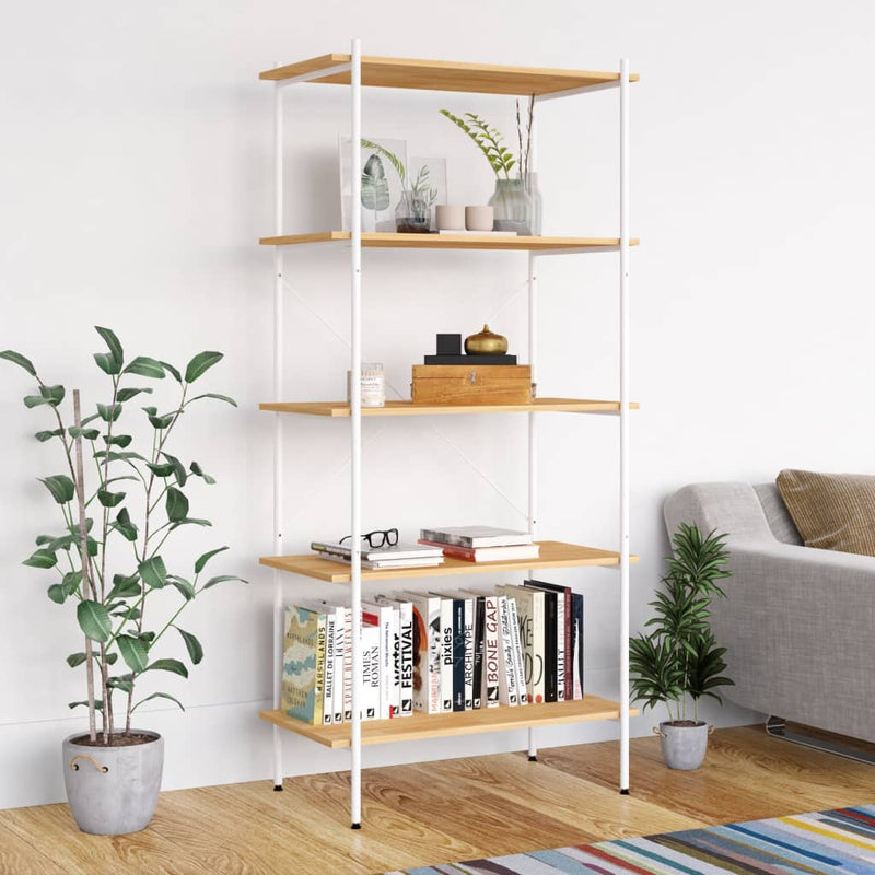 Opbergrek 5-laags 80x40x163 cm wit en eikenkleurig MeubelReus