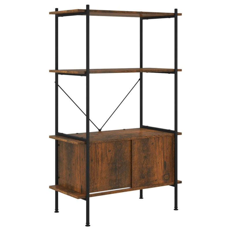 Opbergrek 4-laags met kast 80x40x130 cm staal en bewerkt hout MeubelReus