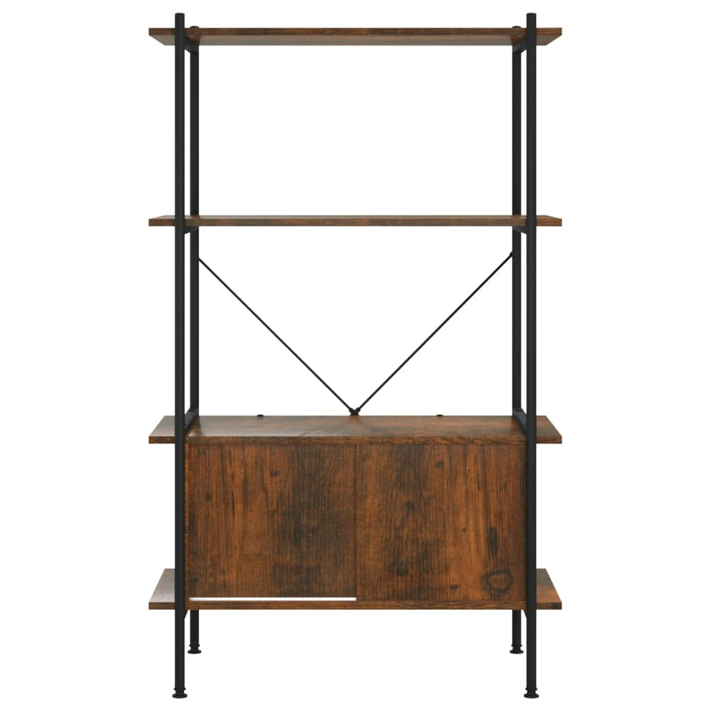 Opbergrek 4-laags met kast 80x40x130 cm staal en bewerkt hout MeubelReus