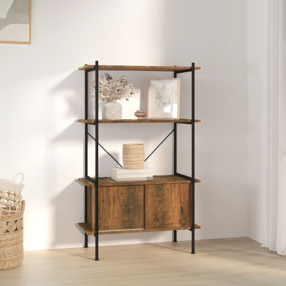 Opbergrek 4-laags met kast 80x40x130 cm staal en bewerkt hout MeubelReus