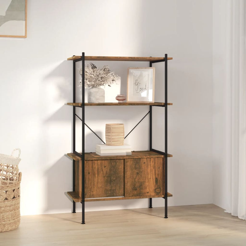 Opbergrek 4-laags met kast 80x40x130 cm staal en bewerkt hout MeubelReus