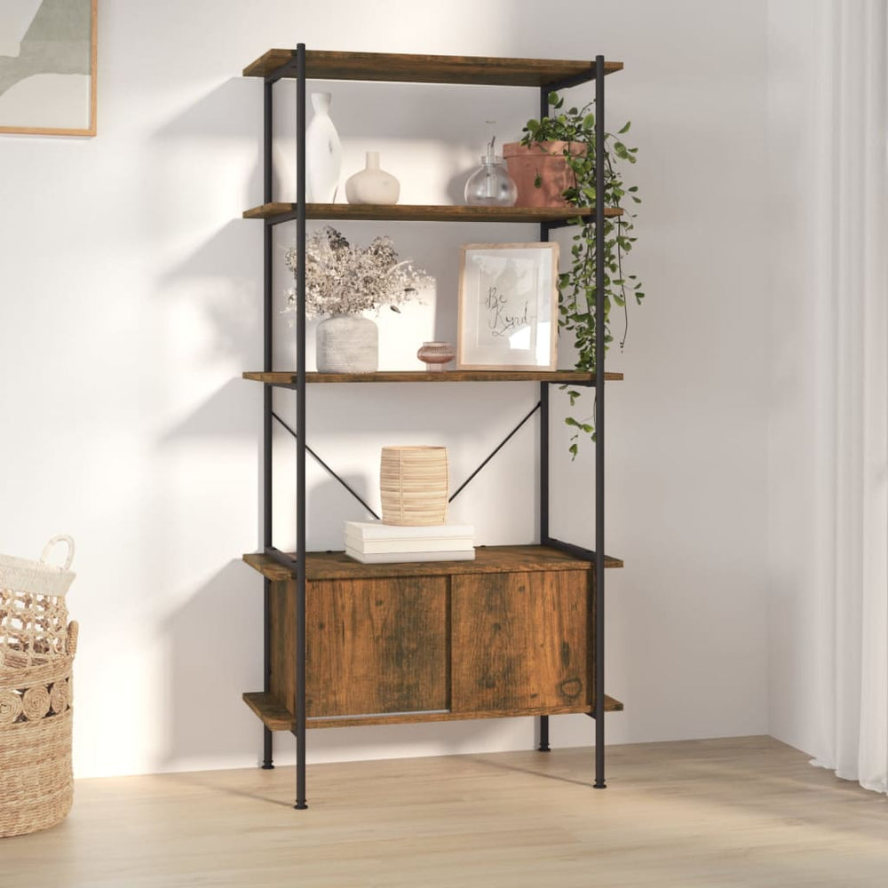 Opbergrek 5-laags met kast 80x40x163 cm staal en bewerkt hout MeubelReus