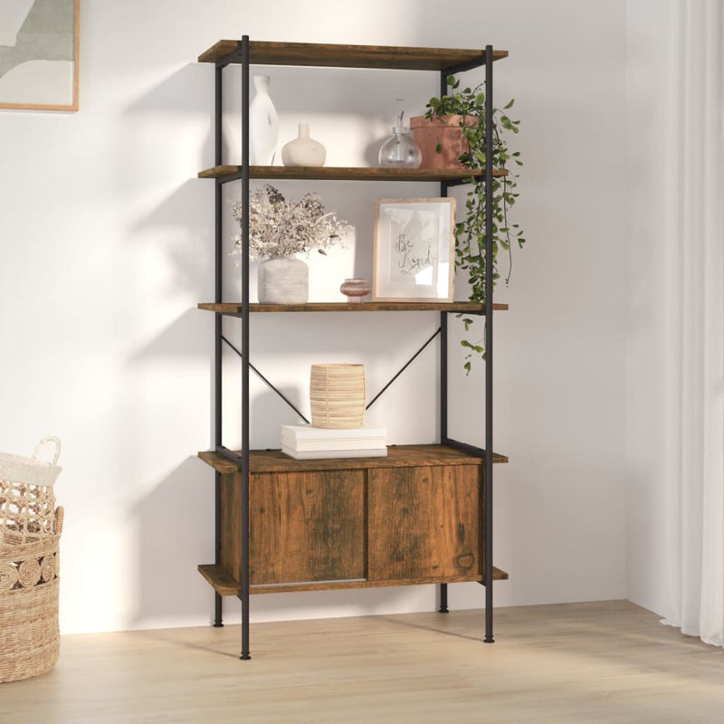 Opbergrek 5-laags met kast 80x40x163 cm staal en bewerkt hout MeubelReus