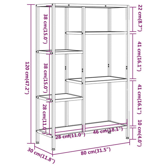 Boekenkast 80x30x120 cm staal en bewerkt hout MeubelReus