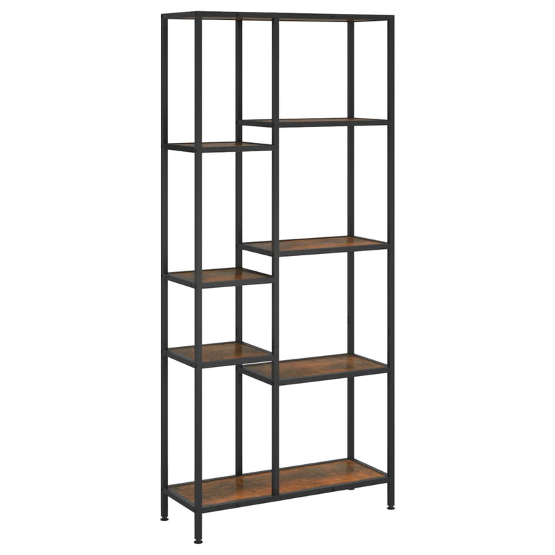 Boekenkast 80x30x180 cm staal en bewerkt hout MeubelReus