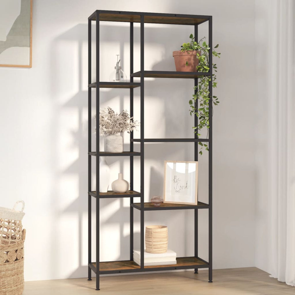 Boekenkast 80x30x180 cm staal en bewerkt hout MeubelReus