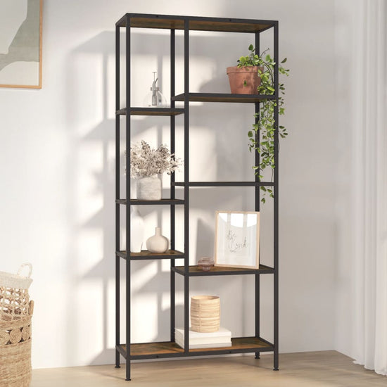 Boekenkast 80x30x180 cm staal en bewerkt hout MeubelReus