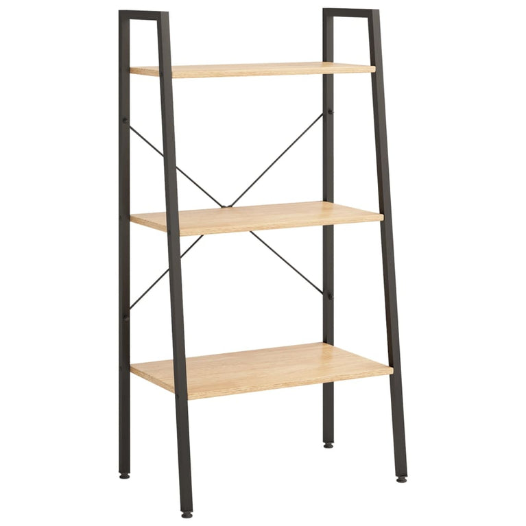 Opbergmeubel met 3 lagen 56x35x108 cm lichtbruin en zwart MeubelReus