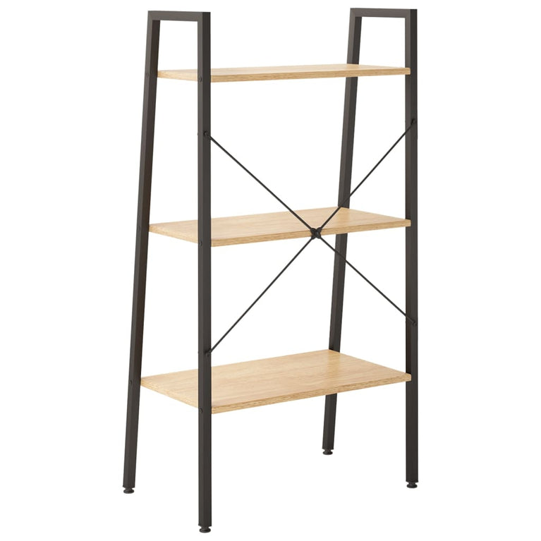 Opbergmeubel met 3 lagen 56x35x108 cm lichtbruin en zwart MeubelReus
