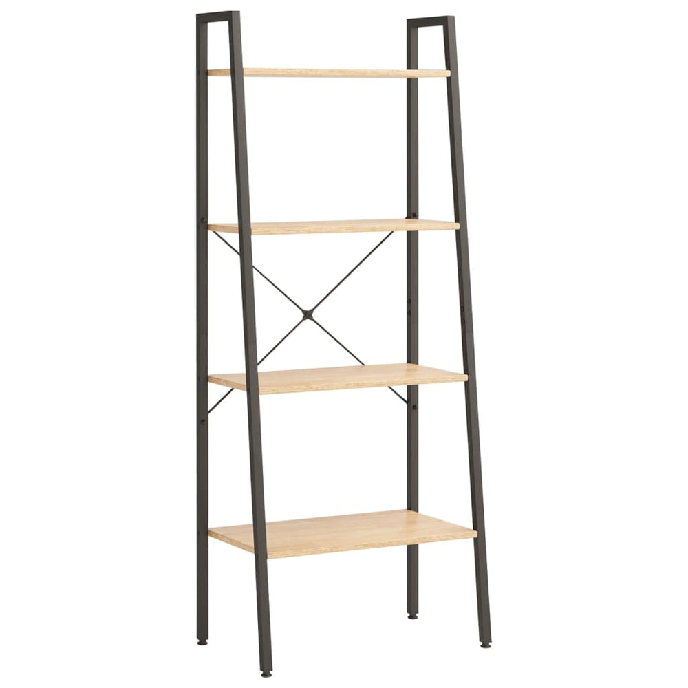 Ladderrek met 4 schappen 56x35x140 cm lichtbruin en zwart MeubelReus